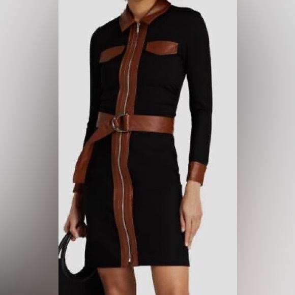 DEREK LAM 10 CROSBY Black Jayda Mixed-Media Dress🔥 - Picture 6 of 16